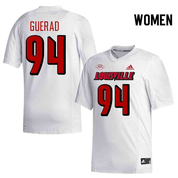 Women #94 Jordan Guerad Louisville Cardinals College Football Jerseys Stitched-White